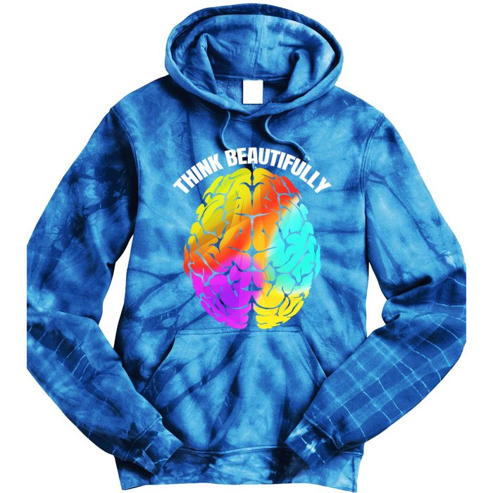 Colorful Brain Think Beautifully Lgbtq Pride Month Gift Tie Dye Hoodie