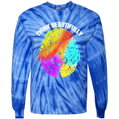 Colorful Brain Think Beautifully Lgbtq Pride Month Gift Tie-Dye Long Sleeve Shirt