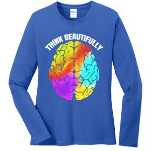 Colorful Brain Think Beautifully Lgbtq Pride Month Gift Ladies Long Sleeve Shirt