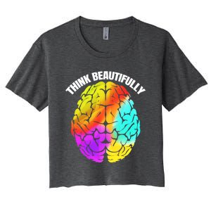 Colorful Brain Think Beautifully Lgbtq Pride Month Gift Women's Crop Top Tee