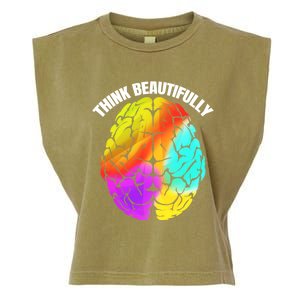 Colorful Brain Think Beautifully Lgbtq Pride Month Gift Garment-Dyed Women's Muscle Tee