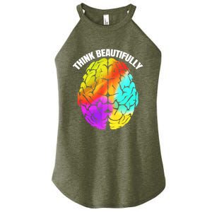 Colorful Brain Think Beautifully Lgbtq Pride Month Gift Women's Perfect Tri Rocker Tank