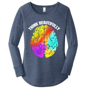 Colorful Brain Think Beautifully Lgbtq Pride Month Gift Women's Perfect Tri Tunic Long Sleeve Shirt