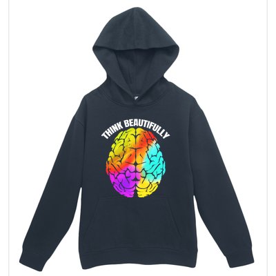 Colorful Brain Think Beautifully Lgbtq Pride Month Gift Urban Pullover Hoodie