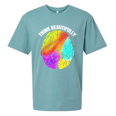 Colorful Brain Think Beautifully Lgbtq Pride Month Gift Sueded Cloud Jersey T-Shirt