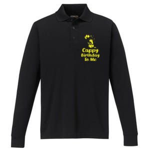 Cappy Birthday To Me Funny Capybara Capi Birthday Party Performance Long Sleeve Polo