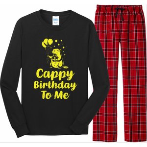 Cappy Birthday To Me Funny Capybara Capi Birthday Party Long Sleeve Pajama Set