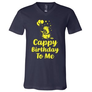 Cappy Birthday To Me Funny Capybara Capi Birthday Party V-Neck T-Shirt