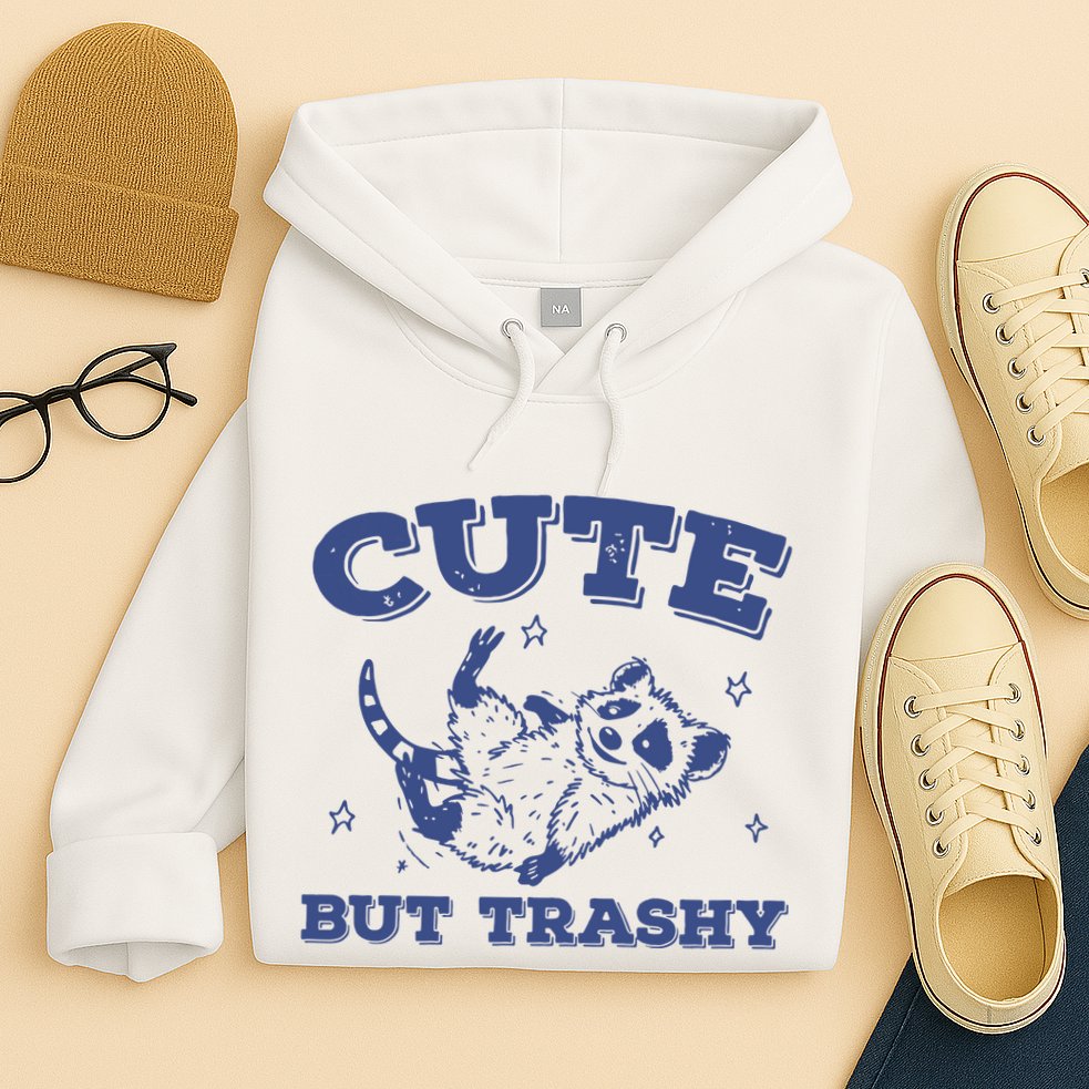 Cute But Trashy Vintage Retro 90s Possum Hoodie