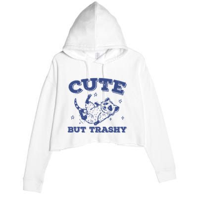 Cute But Trashy Vintage Retro 90s Possum Crop Fleece Hoodie