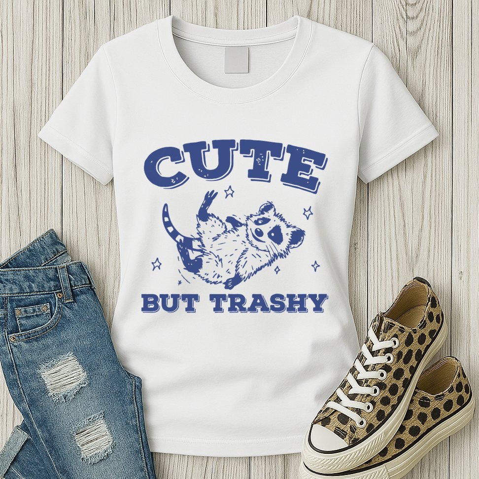 Cute But Trashy Vintage Retro 90s Possum Womens T-Shirt