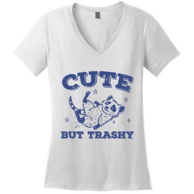 Cute But Trashy Vintage Retro 90s Possum Women's V-Neck T-Shirt