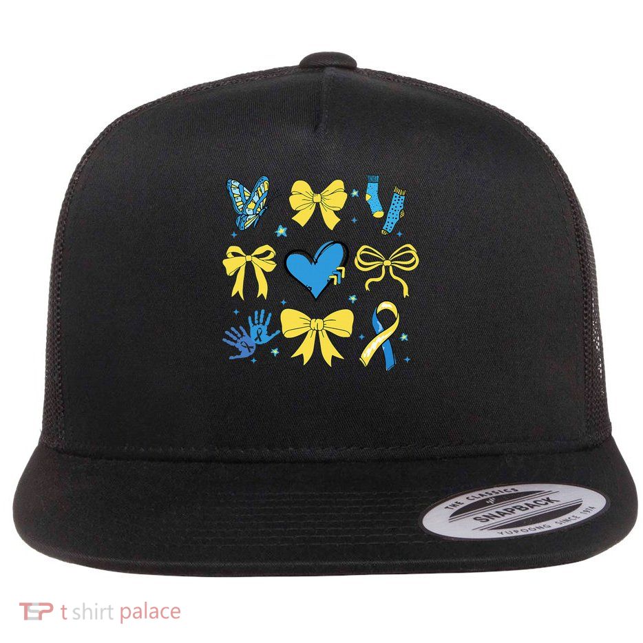 Coquette Bow Trisomy 21 Down Syndrome Awareness  Flatbill Hat