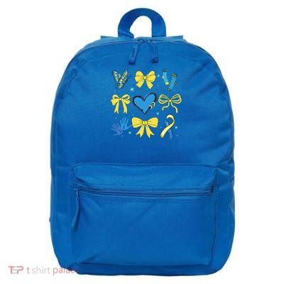 Coquette Bow Trisomy 21 Down Syndrome Awareness  16 in Basic Backpack