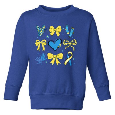 Coquette Bow Trisomy 21 Down Syndrome Awareness  Toddler Sweatshirt