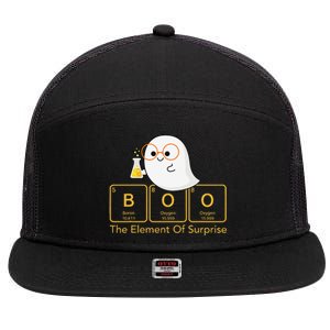 Chemistry Boo The Element Of Surprise Cute Chemist Halloween 7 Panel Mesh Trucker Snapback Hat