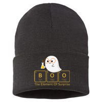 Chemistry Boo The Element Of Surprise Cute Chemist Halloween Sustainable Knit Beanie