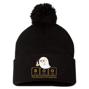 Chemistry Boo The Element Of Surprise Cute Chemist Halloween Pom Pom 12in Knit Beanie