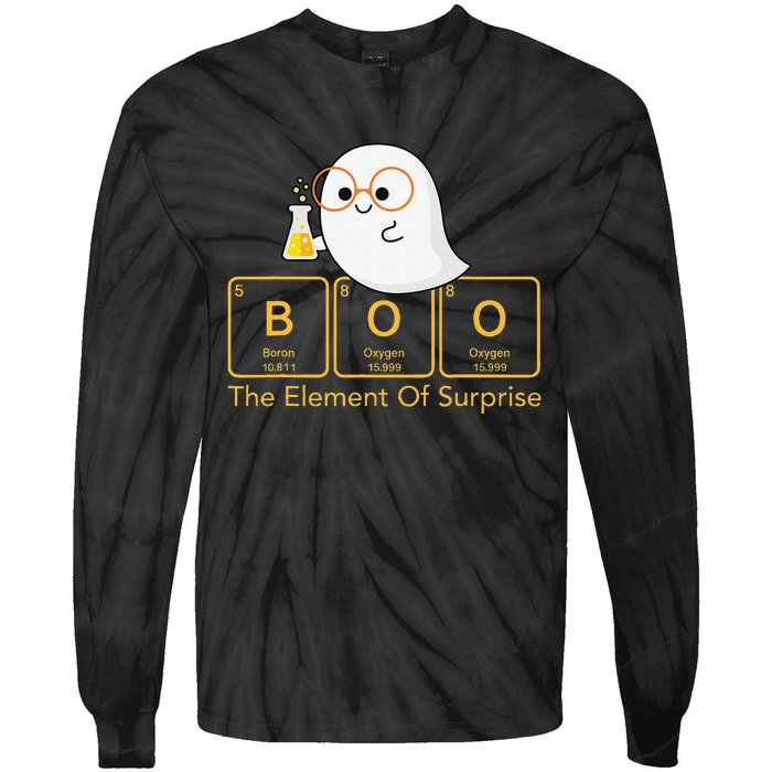 Chemistry Boo The Element Of Surprise Cute Chemist Halloween Tie-Dye Long Sleeve Shirt