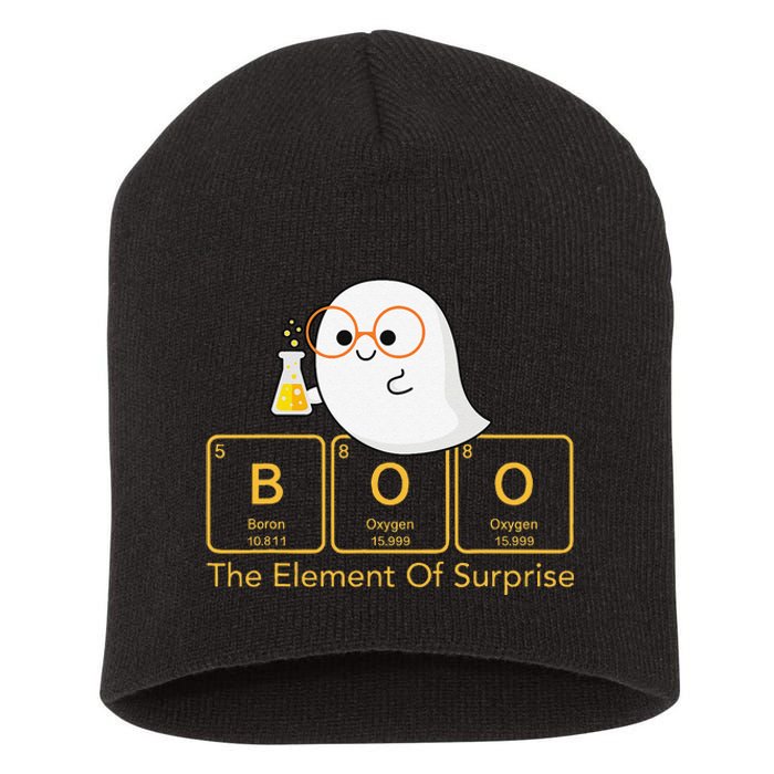 Chemistry Boo The Element Of Surprise Cute Chemist Halloween Short Acrylic Beanie