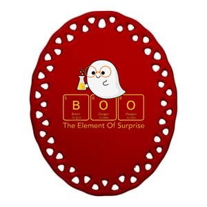 Chemistry Boo The Element Of Surprise Cute Chemist Halloween Ceramic Oval Ornament