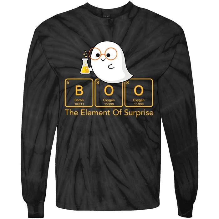 Chemistry Boo The Element Of Surprise Cute Chemist Halloween Tie-Dye Long Sleeve Shirt