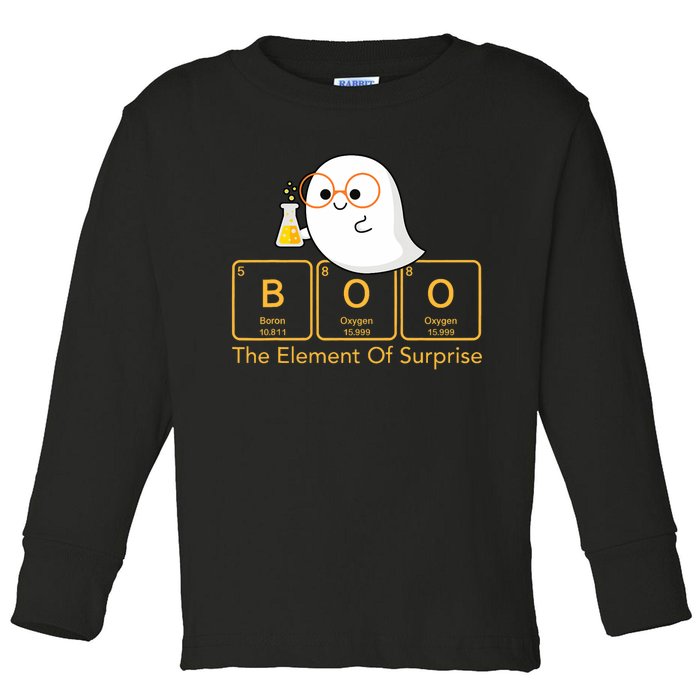 Chemistry Boo The Element Of Surprise Cute Chemist Halloween Toddler Long Sleeve Shirt