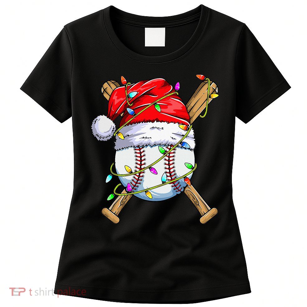 Christmas Baseball Team Santa Sports Xmas  Womens T-Shirt