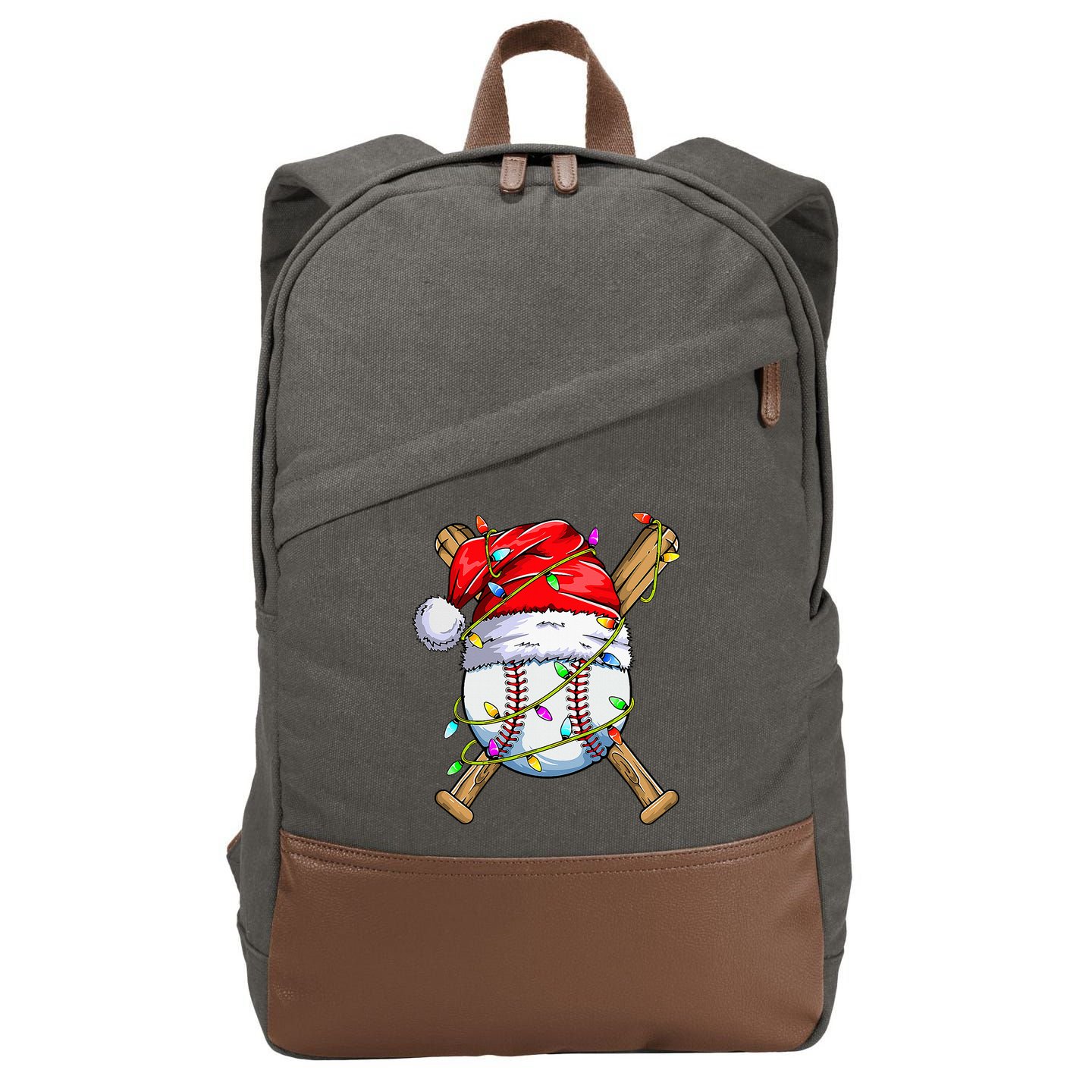 Christmas Baseball Team Santa Sports Xmas  Cotton Canvas Backpack