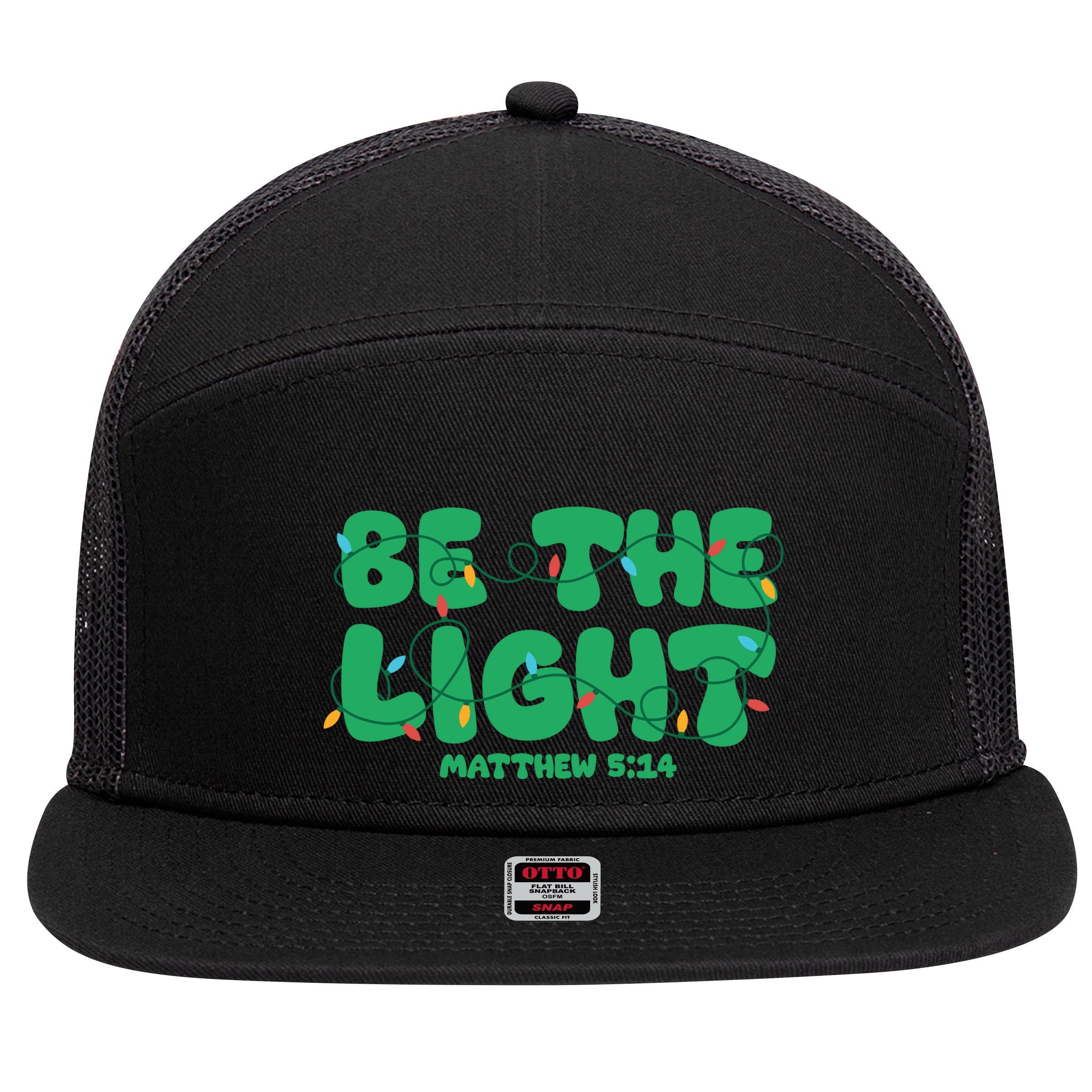 Christmas Be The Light Matthew 5 14 7 Panel Mesh Trucker Snapback Hat