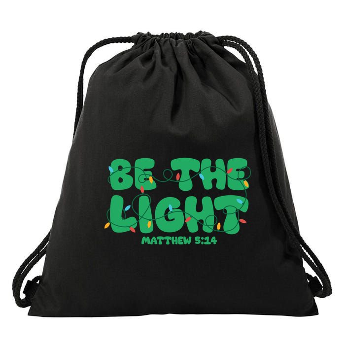 Christmas Be The Light Matthew 5 14 Drawstring Bag