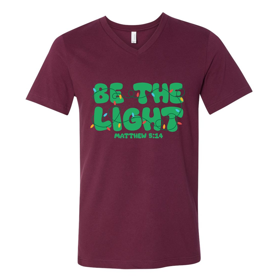 Christmas Be The Light Matthew 5 14 V-Neck T-Shirt