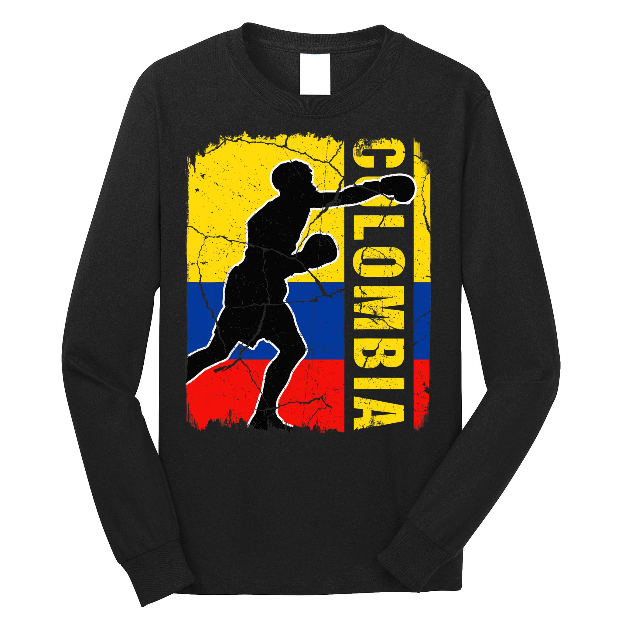 Colombian Boxing Team Colombia Flag Boxing Gloves Long Sleeve Shirt