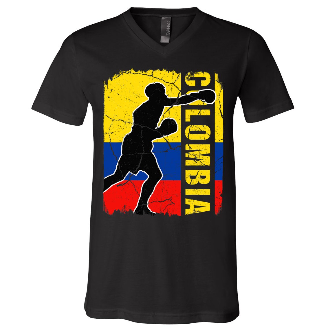 Colombian Boxing Team Colombia Flag Boxing Gloves V-Neck T-Shirt