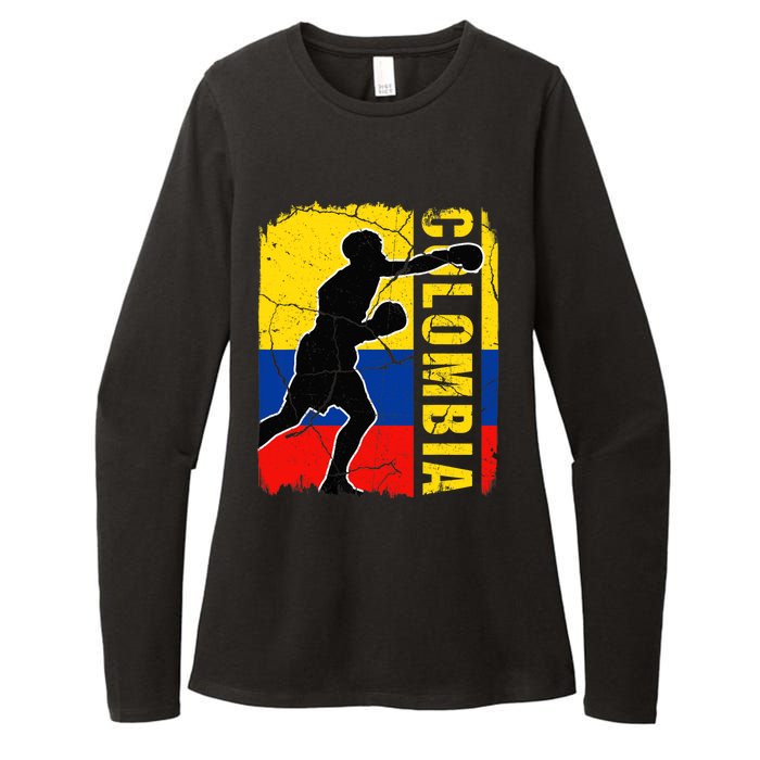 Colombian Boxing Team Colombia Flag Boxing Gloves Womens CVC Long Sleeve Shirt