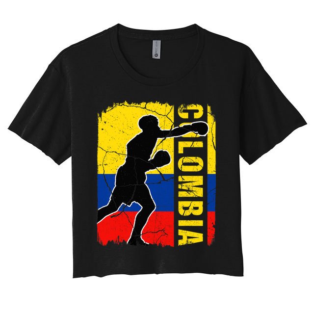 Colombian Boxing Team Colombia Flag Boxing Gloves Women's Crop Top Tee