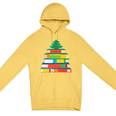 Christmas Books Tree Teacher Student Xmas Holiday Pajamas Premium Pullover Hoodie