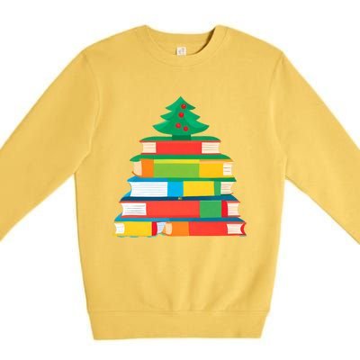 Christmas Books Tree Teacher Student Xmas Holiday Pajamas Premium Crewneck Sweatshirt