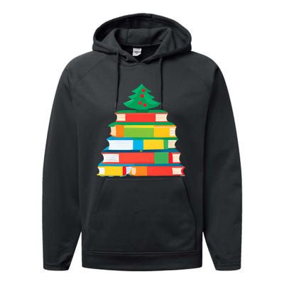 Christmas Books Tree Teacher Student Xmas Holiday Pajamas Performance Fleece Hoodie