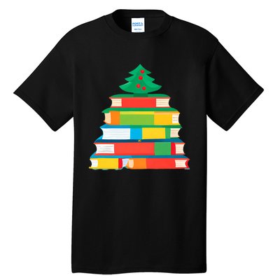 Christmas Books Tree Teacher Student Xmas Holiday Pajamas Tall T-Shirt