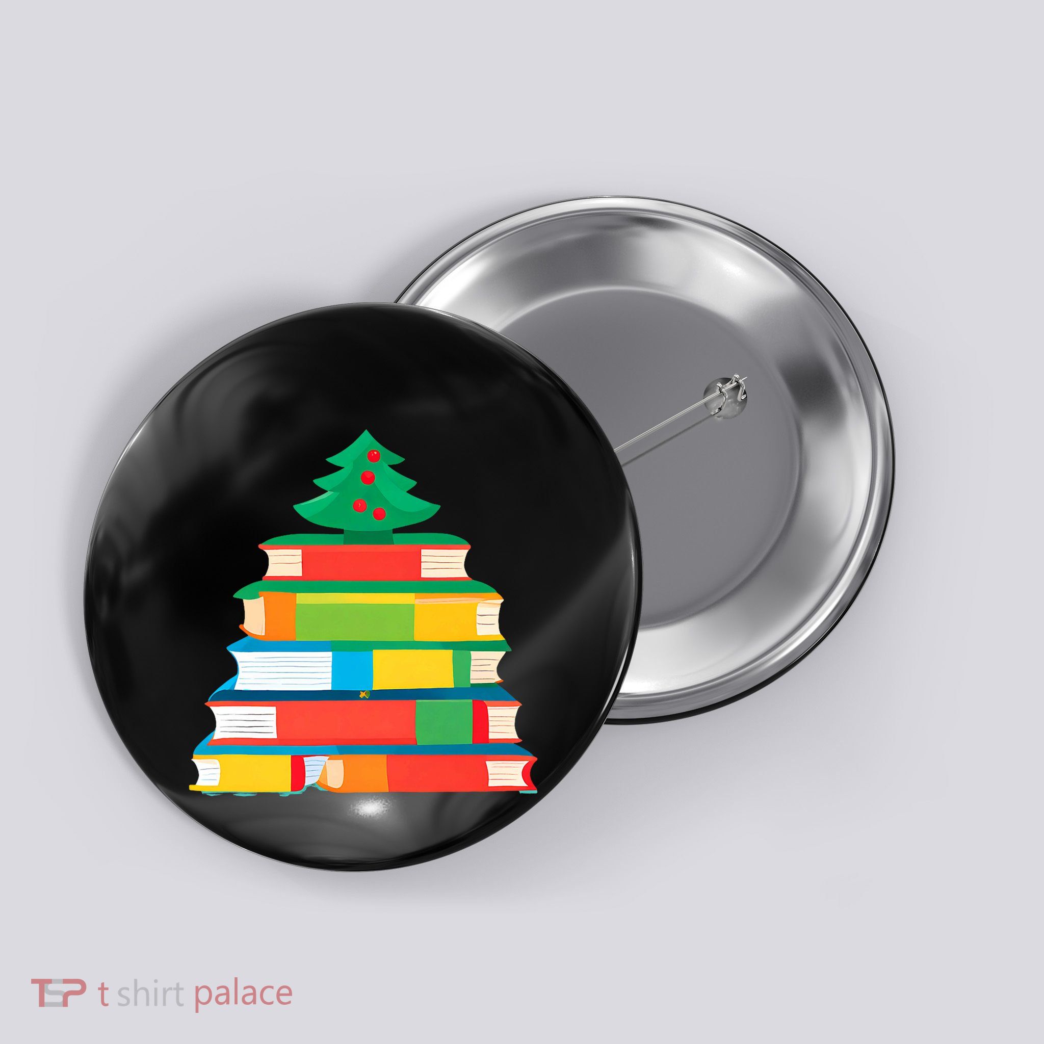 Christmas Books Tree Teacher Student Xmas Holiday Pajamas Button