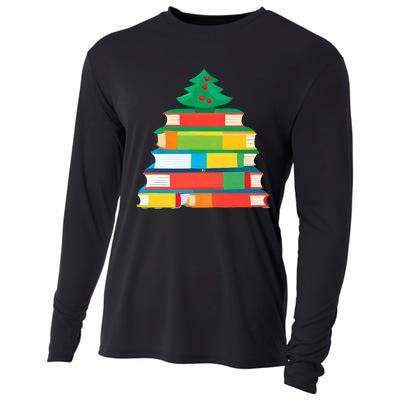 Christmas Books Tree Teacher Student Xmas Holiday Pajamas Cooling Performance Long Sleeve Crew