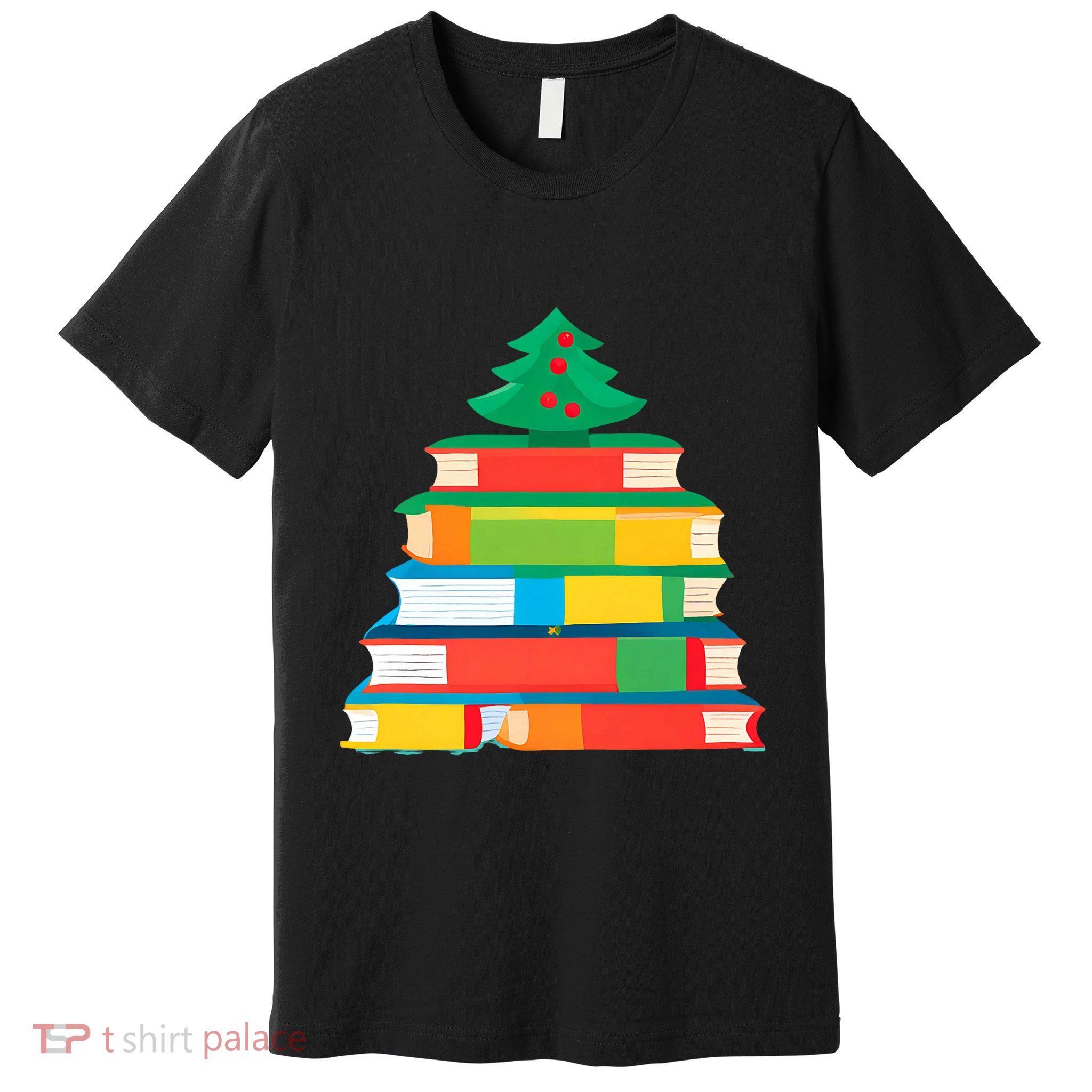 Christmas Books Tree Teacher Student Xmas Holiday Pajamas Premium T-Shirt