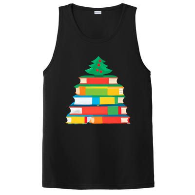 Christmas Books Tree Teacher Student Xmas Holiday Pajamas PosiCharge Competitor Tank