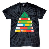 Christmas Books Tree Teacher Student Xmas Holiday Pajamas Tie-Dye T-Shirt