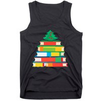 Christmas Books Tree Teacher Student Xmas Holiday Pajamas Tank Top