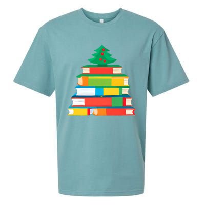 Christmas Books Tree Teacher Student Xmas Holiday Pajamas Sueded Cloud Jersey T-Shirt