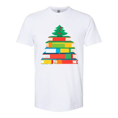 Christmas Books Tree Teacher Student Xmas Holiday Pajamas Softstyle CVC T-Shirt