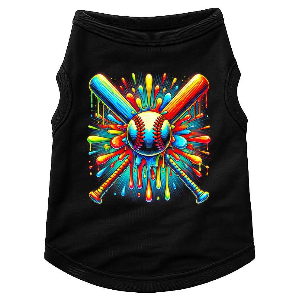 Colorful Baseball Tie Dye Baseball Home Plate Drip Doggie Tank