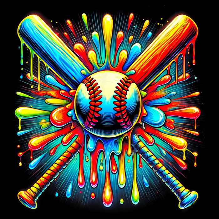 Colorful Baseball Tie Dye Baseball Home Plate Drip Doggie Tank